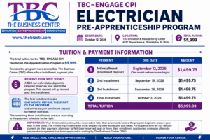 TBC Electrician Pre-Apprenticeship Program Tuition and Payment Information